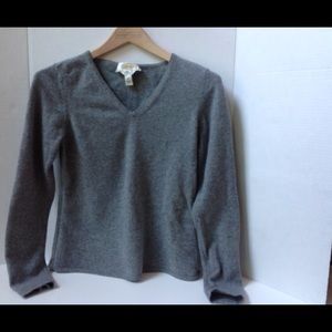 Talbots Gray Cashmere Sweater V-Neck